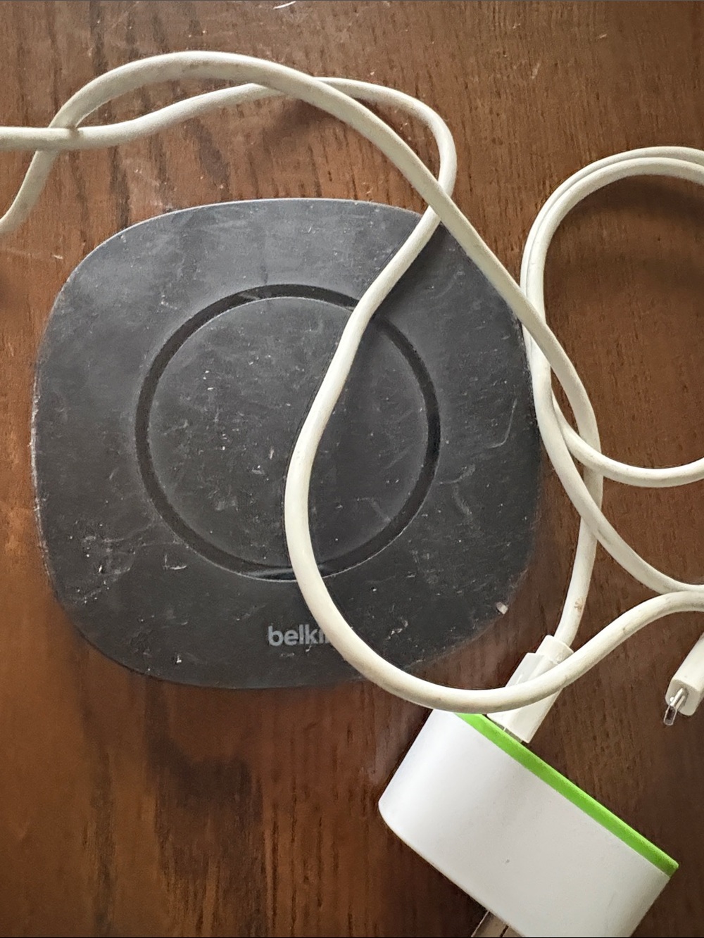 Belkin Black Wireless Charging Pad with White Cable